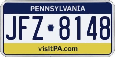 PA license plate JFZ8148