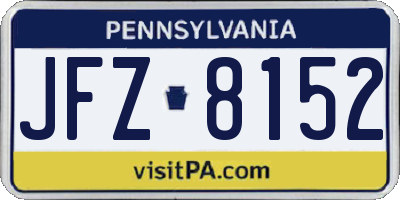 PA license plate JFZ8152