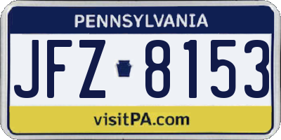 PA license plate JFZ8153
