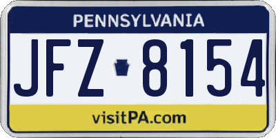 PA license plate JFZ8154