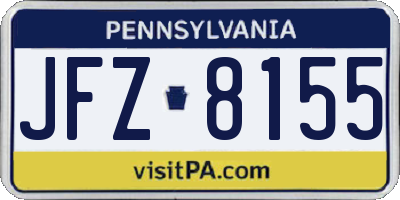 PA license plate JFZ8155