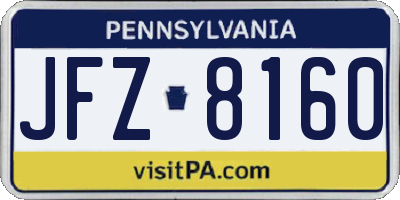 PA license plate JFZ8160