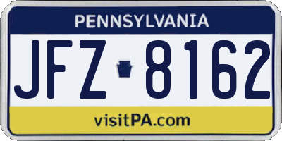PA license plate JFZ8162