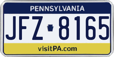 PA license plate JFZ8165
