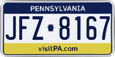 PA license plate JFZ8167