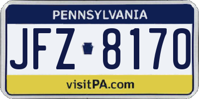 PA license plate JFZ8170