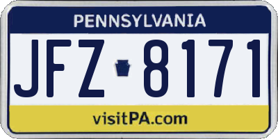 PA license plate JFZ8171