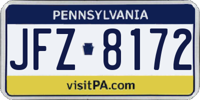 PA license plate JFZ8172
