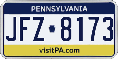 PA license plate JFZ8173