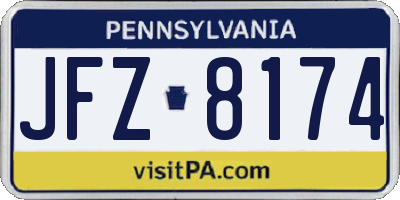 PA license plate JFZ8174