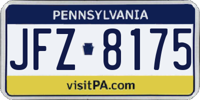PA license plate JFZ8175