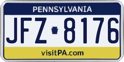 PA license plate JFZ8176