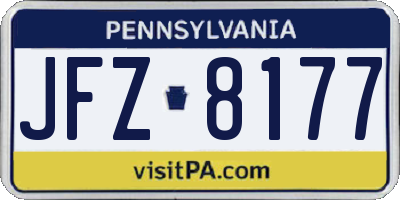 PA license plate JFZ8177