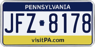 PA license plate JFZ8178