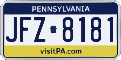 PA license plate JFZ8181
