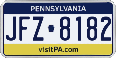 PA license plate JFZ8182