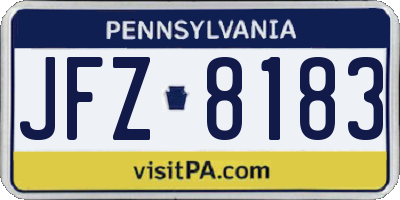 PA license plate JFZ8183