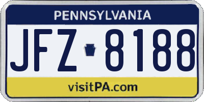 PA license plate JFZ8188