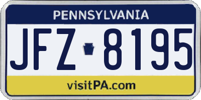 PA license plate JFZ8195