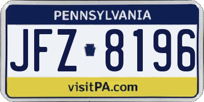PA license plate JFZ8196