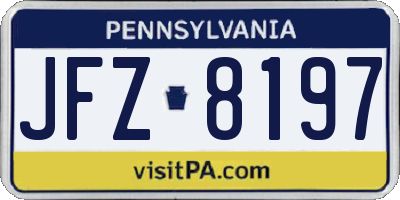 PA license plate JFZ8197