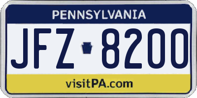 PA license plate JFZ8200