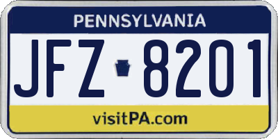 PA license plate JFZ8201