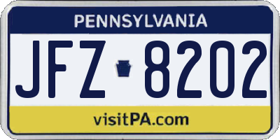 PA license plate JFZ8202