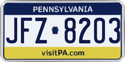 PA license plate JFZ8203