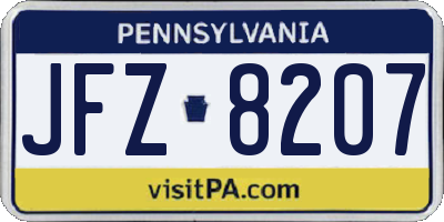 PA license plate JFZ8207