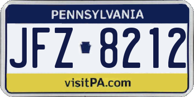 PA license plate JFZ8212