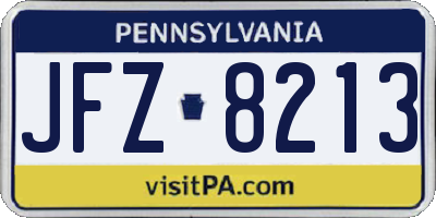 PA license plate JFZ8213