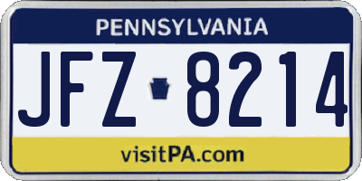 PA license plate JFZ8214