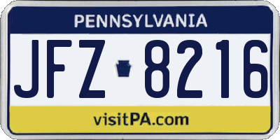 PA license plate JFZ8216