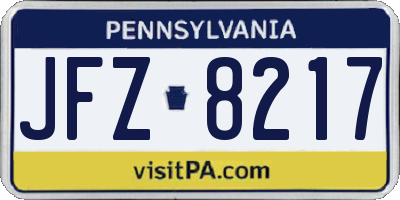 PA license plate JFZ8217