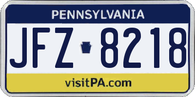 PA license plate JFZ8218