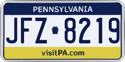 PA license plate JFZ8219