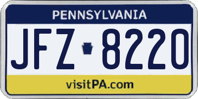PA license plate JFZ8220