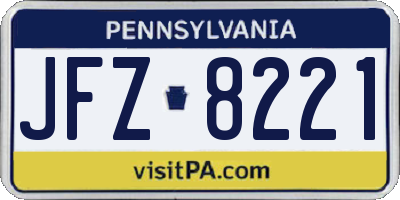 PA license plate JFZ8221