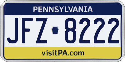 PA license plate JFZ8222