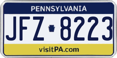 PA license plate JFZ8223
