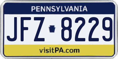 PA license plate JFZ8229