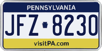 PA license plate JFZ8230