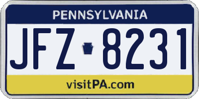 PA license plate JFZ8231
