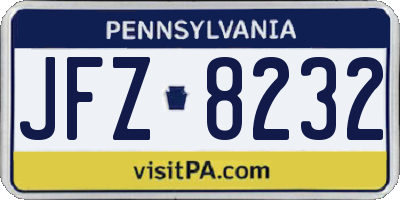 PA license plate JFZ8232