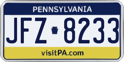 PA license plate JFZ8233