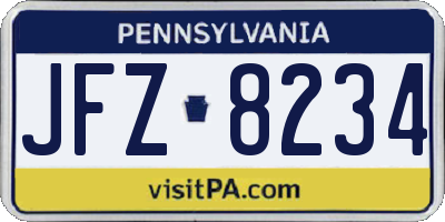 PA license plate JFZ8234