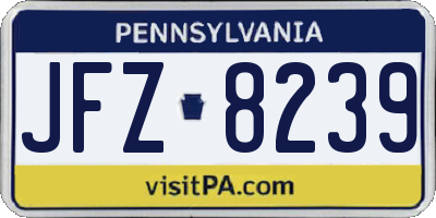 PA license plate JFZ8239
