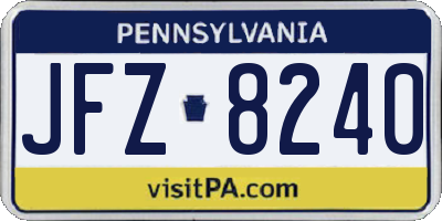PA license plate JFZ8240