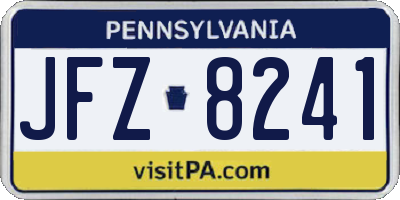 PA license plate JFZ8241